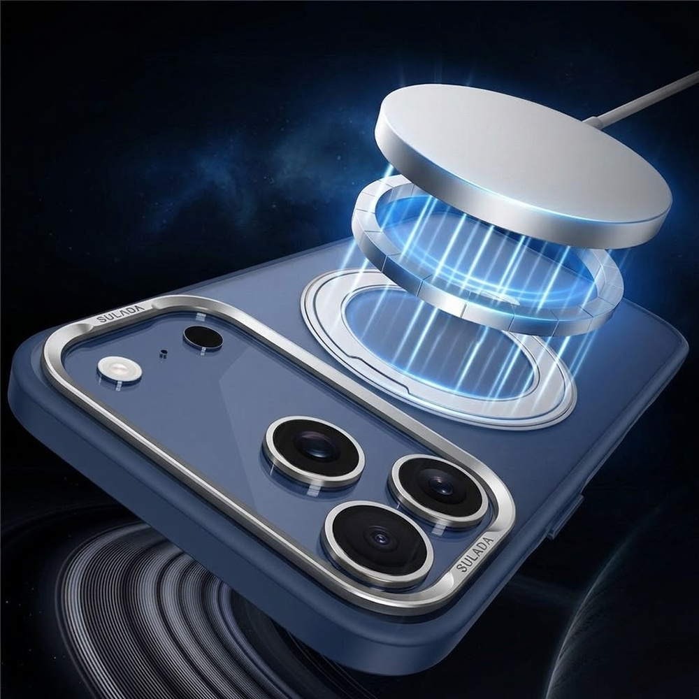 Sulada Magnetische, Matte Hülle Mit Ständer Für Iphone 17 Pro Max – Titanblau