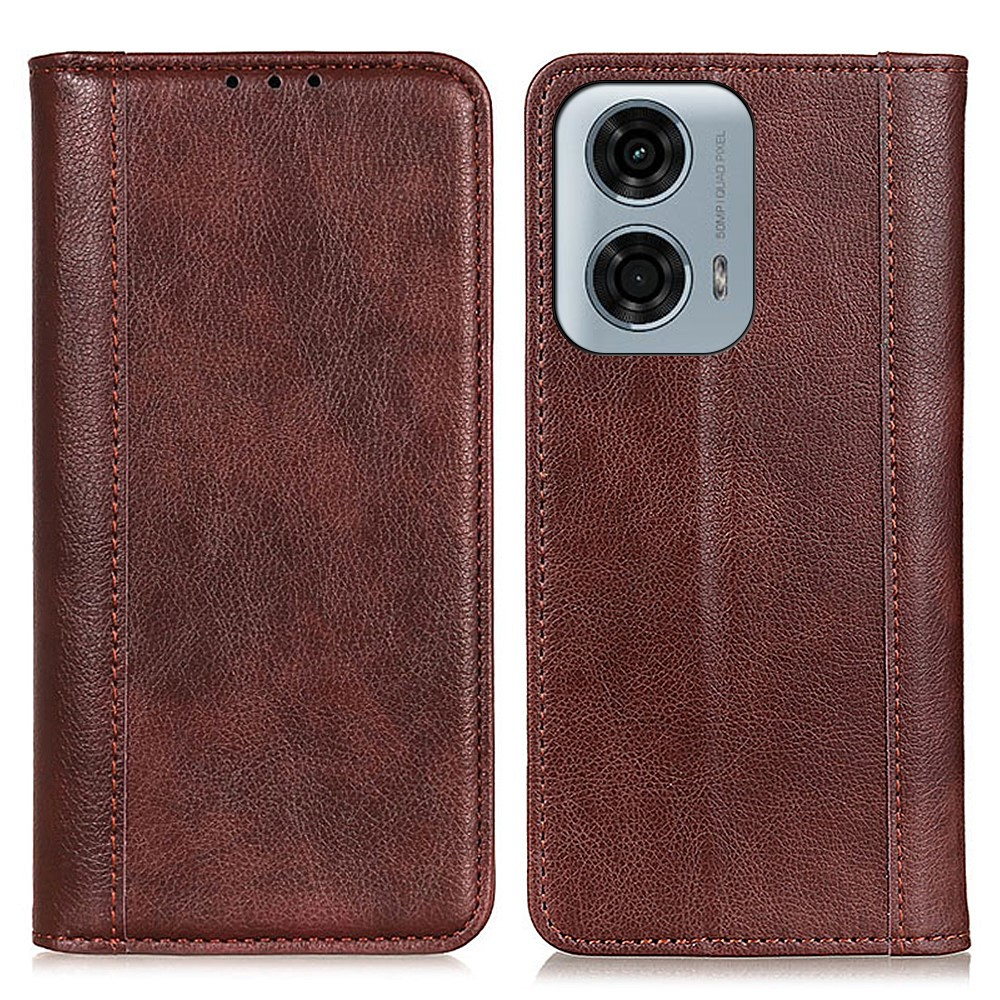 Klapphülle Für Motorola Moto G04 / G24 / G24 Power, Spaltleder, Braun