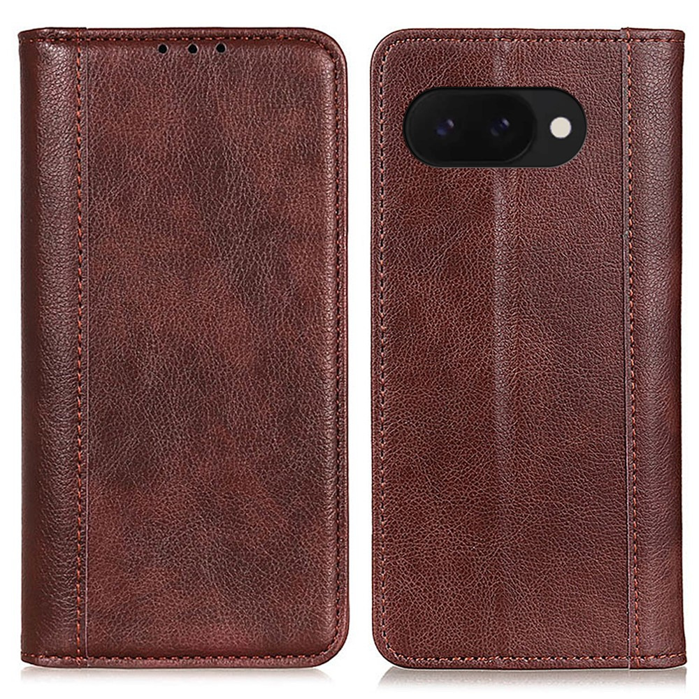 Google Pixel 9a Flipcase Aus Spaltleder, Braun