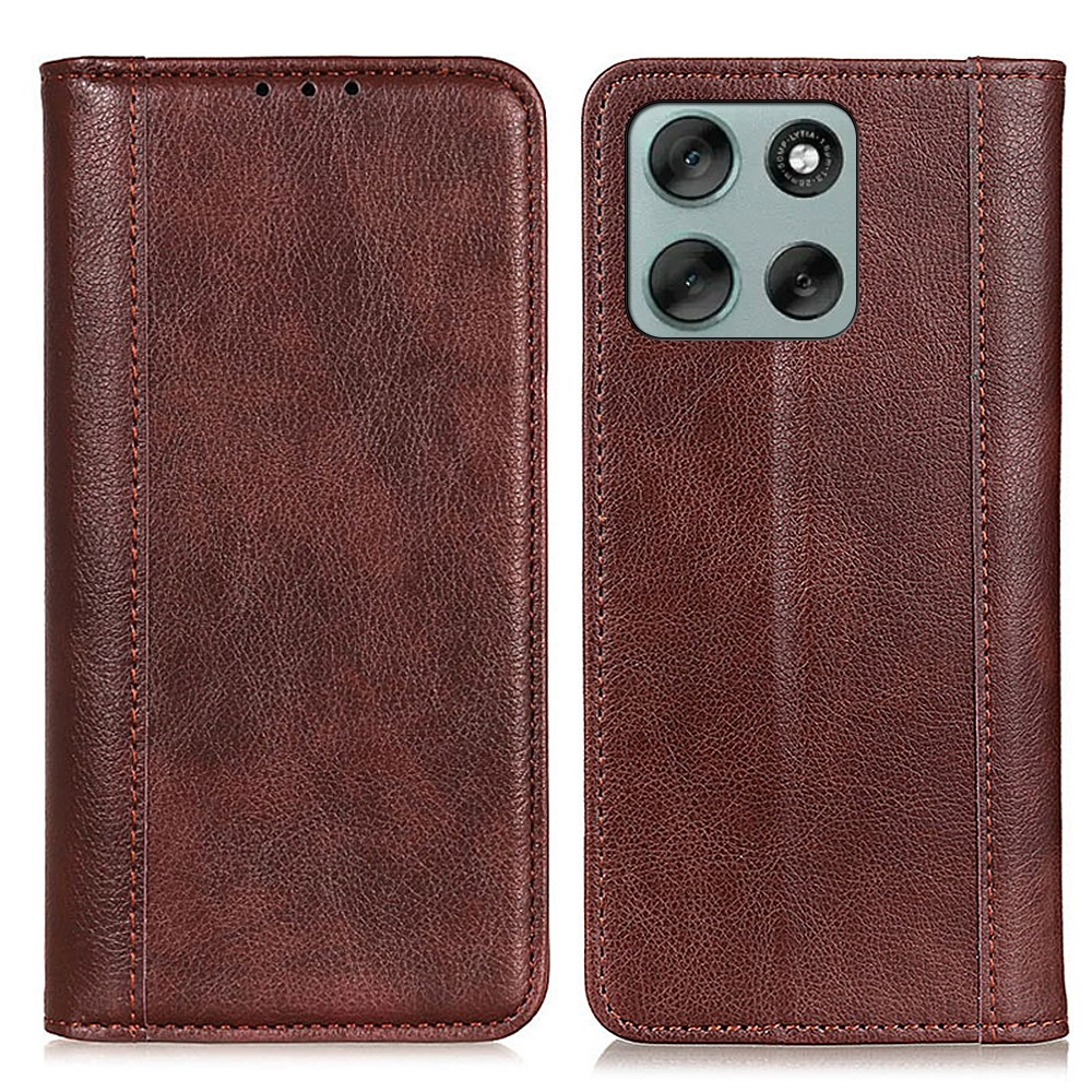 Klapphülle Für Motorola Moto G56 5g, Spaltleder, Braun