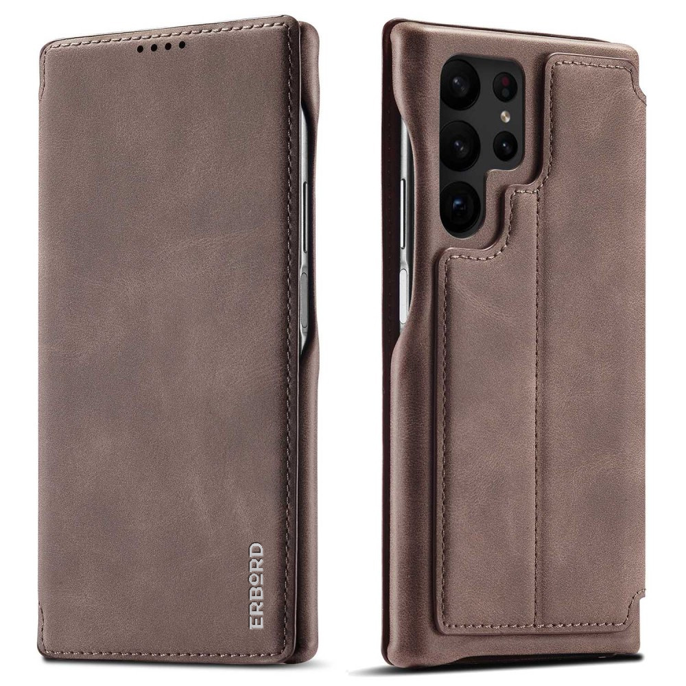 Klapphülle Für Samsung Galaxy S23 Ultra, Erbord Retro, Braun