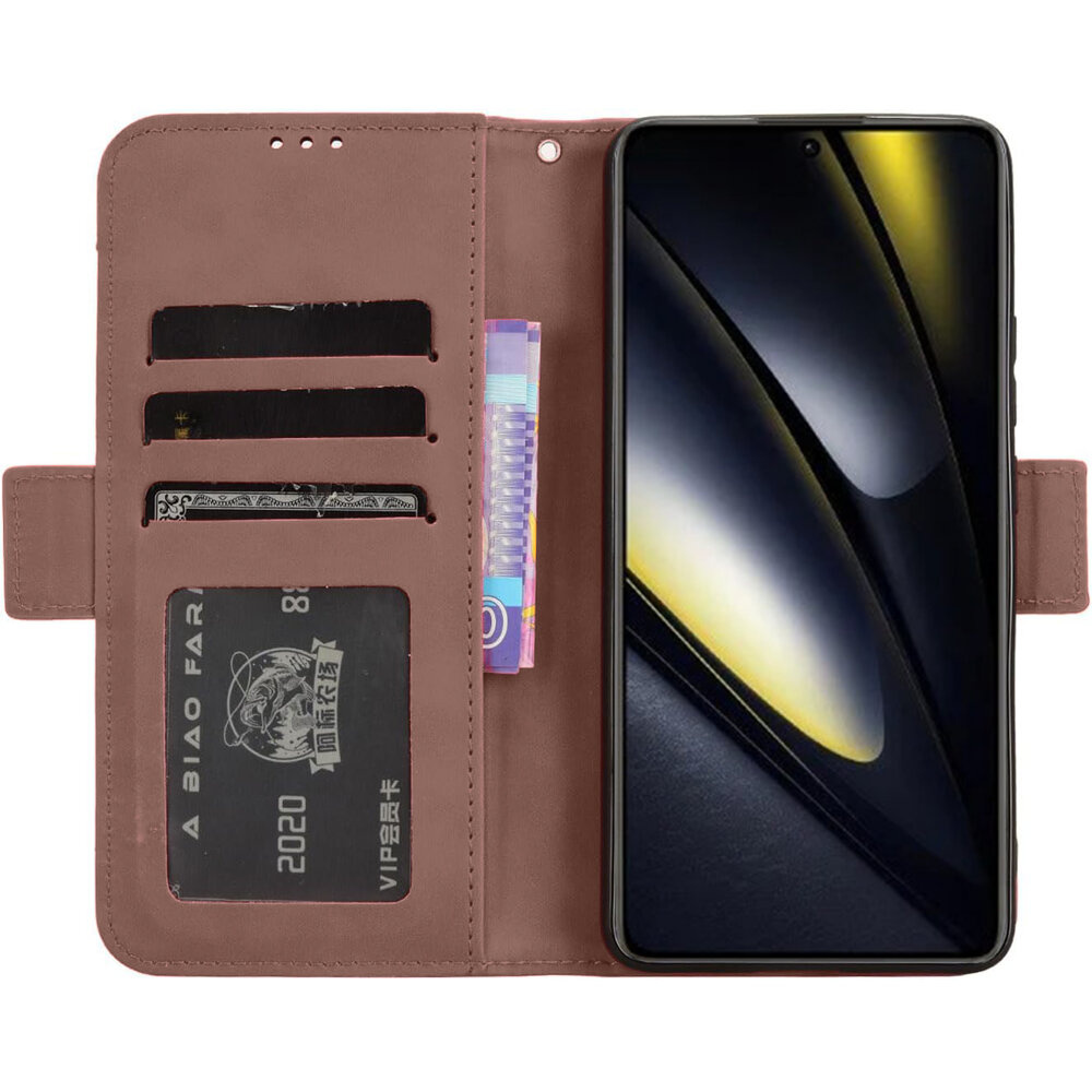 Klapphülle Für Xiaomi Poco F6, Mit Kartenfach, Braun