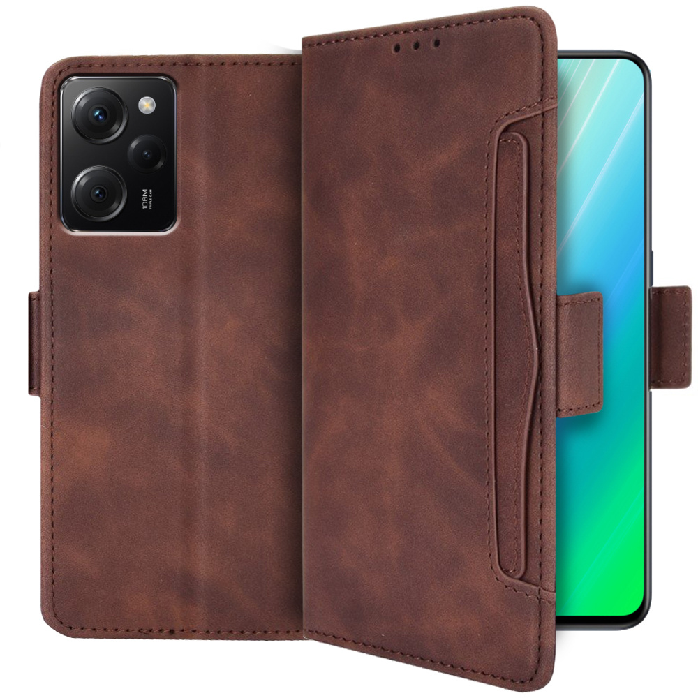 Klapphülle Für Xiaomi Poco X5 Pro 5g, Mit Kartenfach, Braun