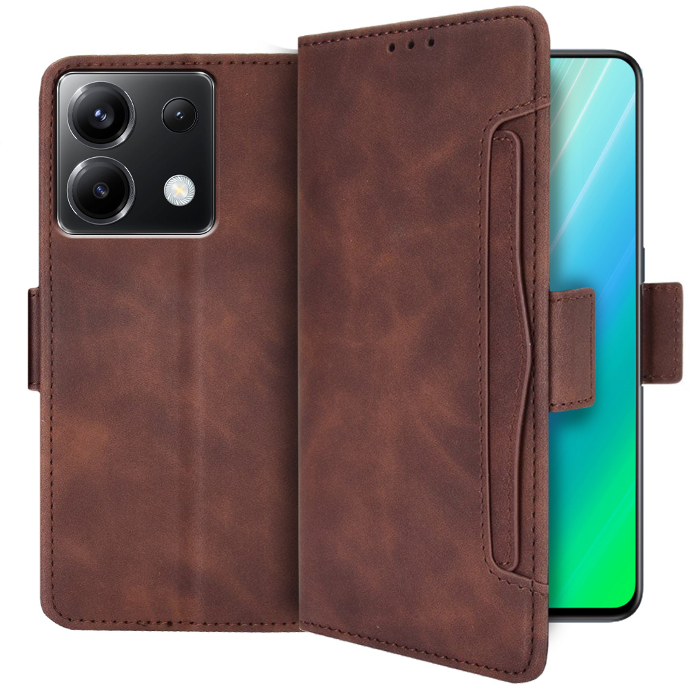 Klapphülle Für Xiaomi Poco X6 5g, Mit Kartenfach, Braun