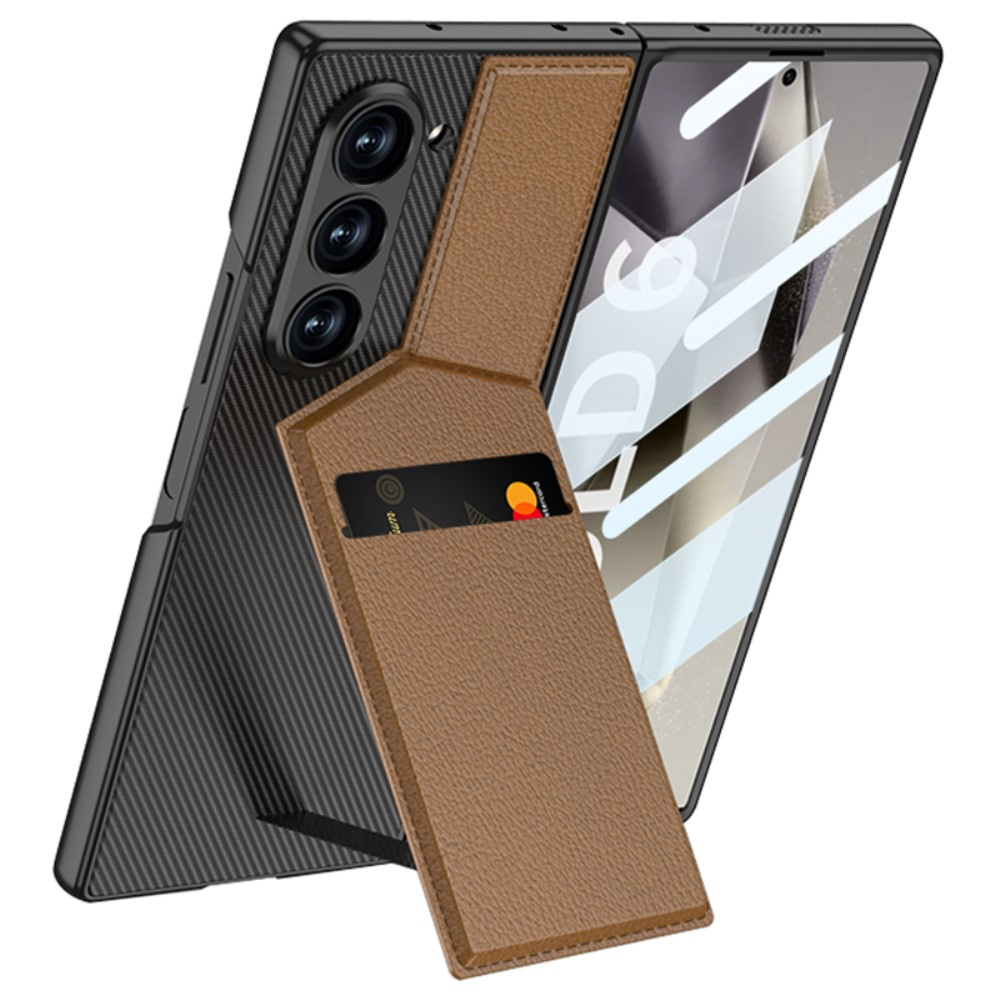 Samsung Galaxy Z Fold6 5g Hülle, Gkk Kartenhalter Mit Ständer, Braun