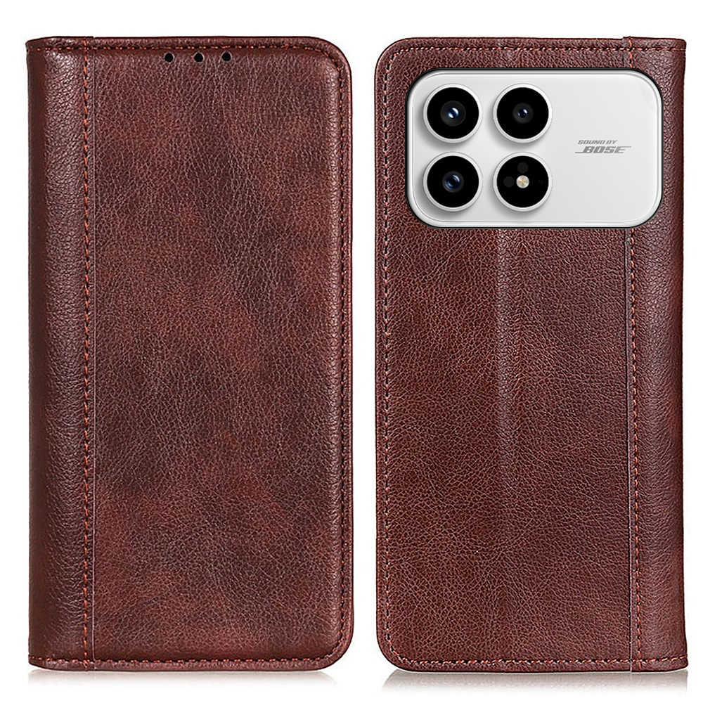 Flip-case Für Xiaomi Poco F8 Pro, Spaltleder, Braun