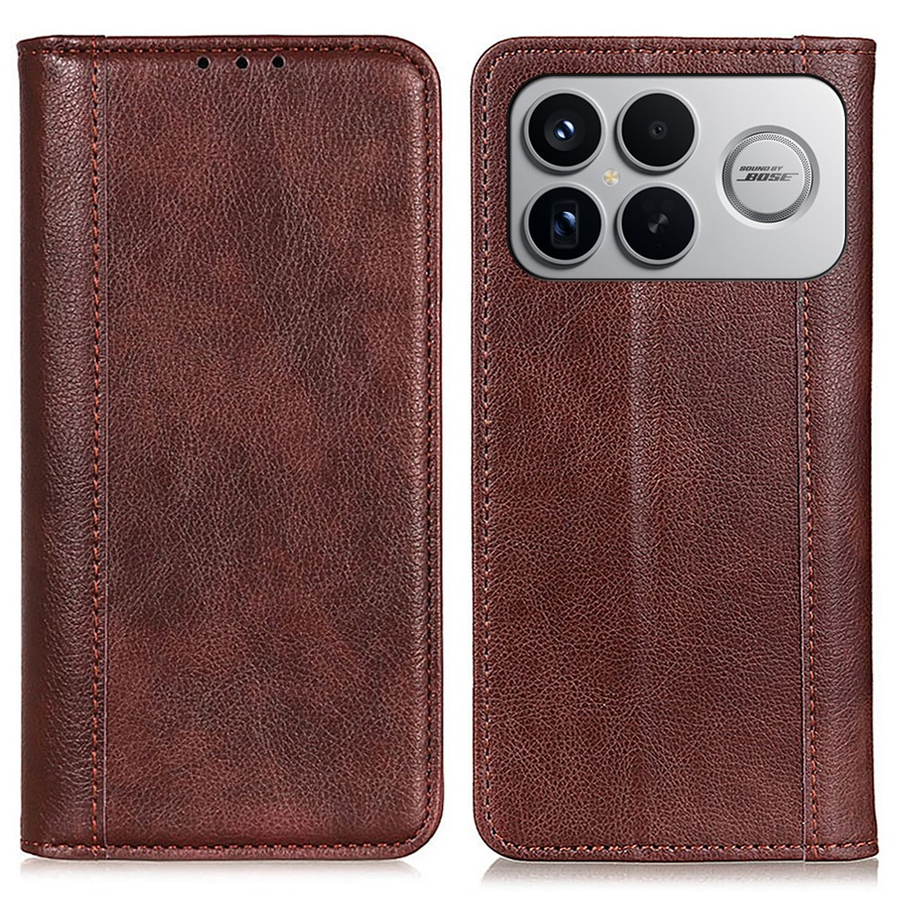 Flip-case Für Xiaomi Poco F8 Ultra, Spaltleder, Braun