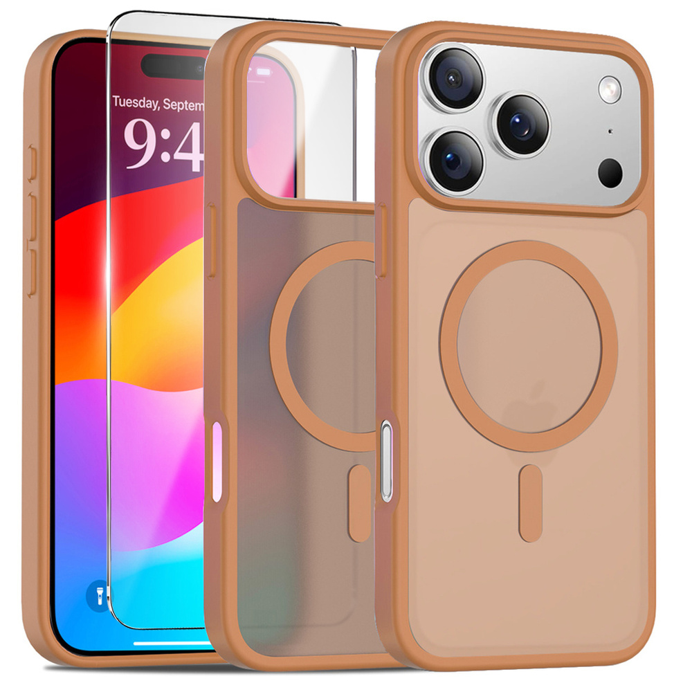 Iphone 17 Pro Max Mattes Hüllenset Für Magsafe, Mattbraun + Displayschutzfolie