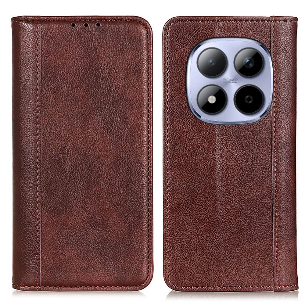 Klapphülle Für Xiaomi Redmi Note 15 Pro 5g, Spaltleder, Braun
