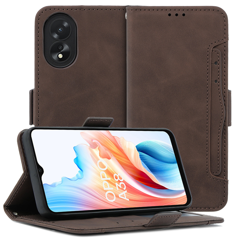 Klapphülle Für Oppo A38 / A18, Mit Kartenfach, Braun