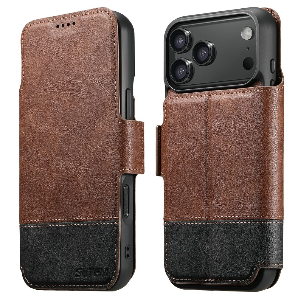 Suteni 2-in-1 Flip Case Für Iphone 17 Pro, Magsafe-kompatibel, Braun