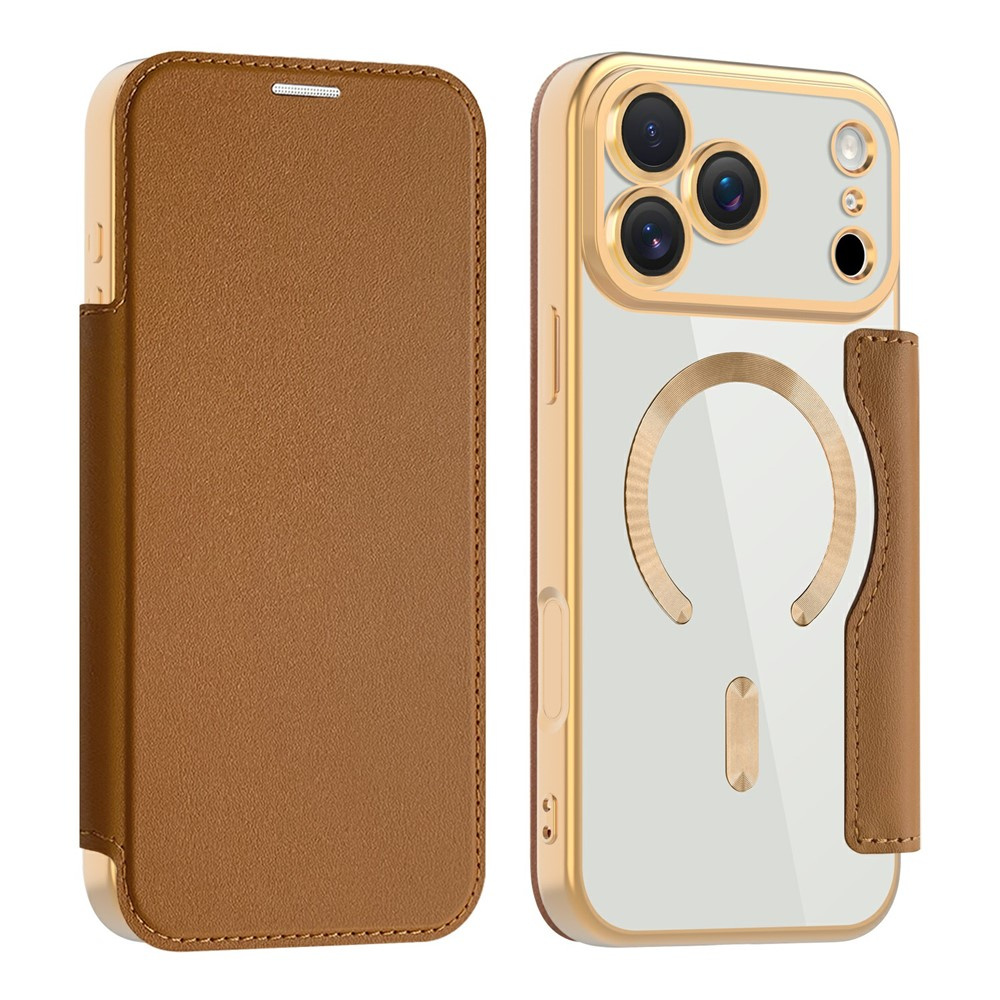 Iphone 17 Pro Flip Case, Rfid Wallet Magsafe Mit Kameraschutz, Braun