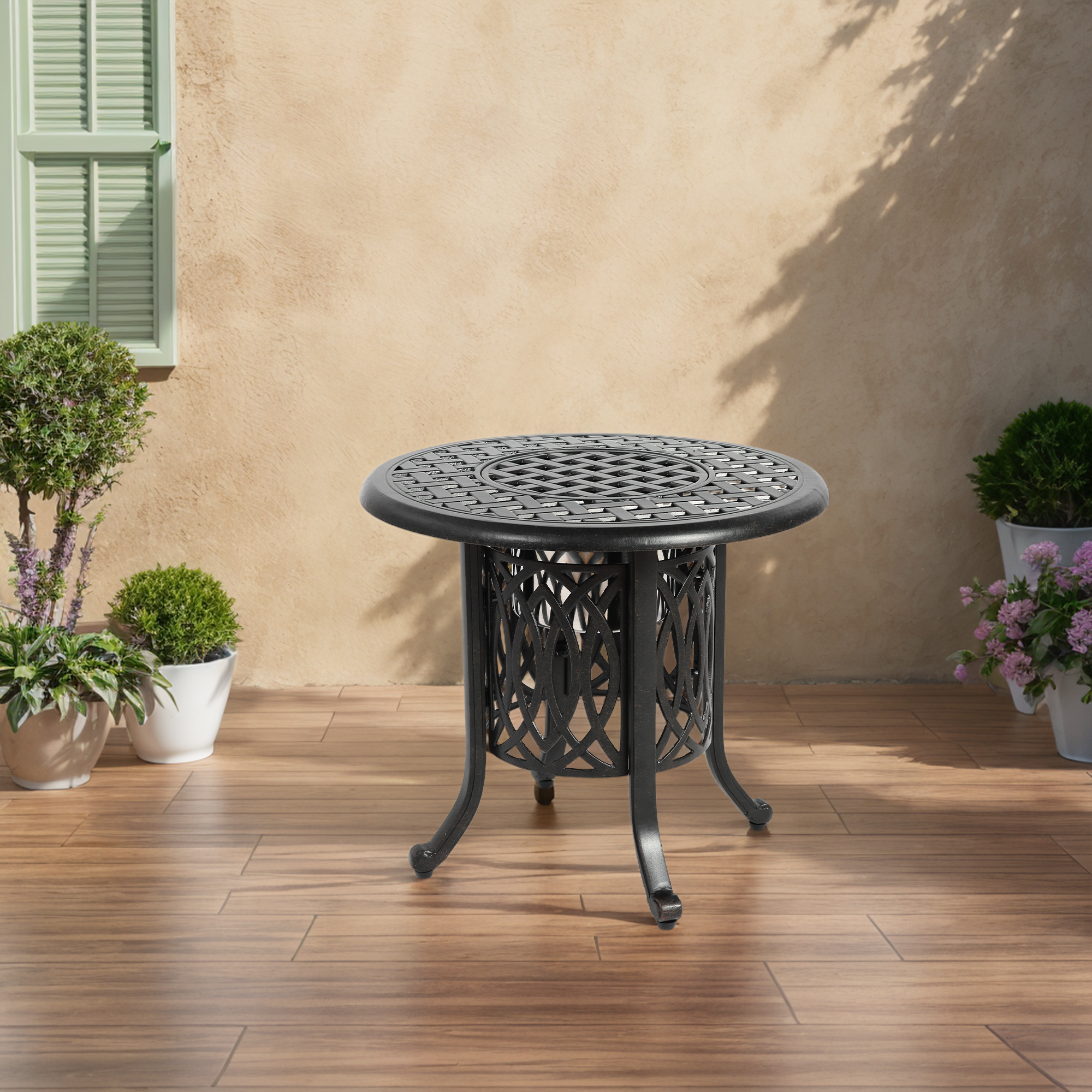 Aluminium-tisch Mit Eiseimer, Patio-beistelltisch, Aluminium-endtisch Mit Verstellbaren Fußpolstern, Kleiner