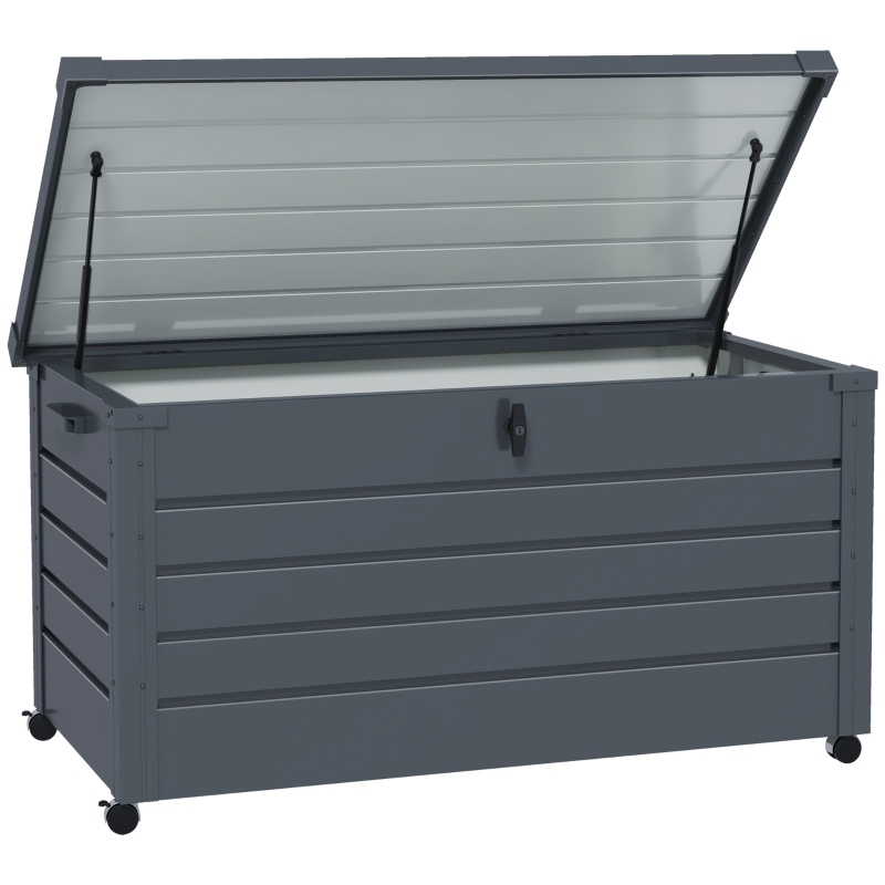 Aufbewahrungsbox, Gartenbox, Kissenbox, Wetterbeständig, 4 Rollen, 100 X 62 X 65 Cm, Dunkelgrau