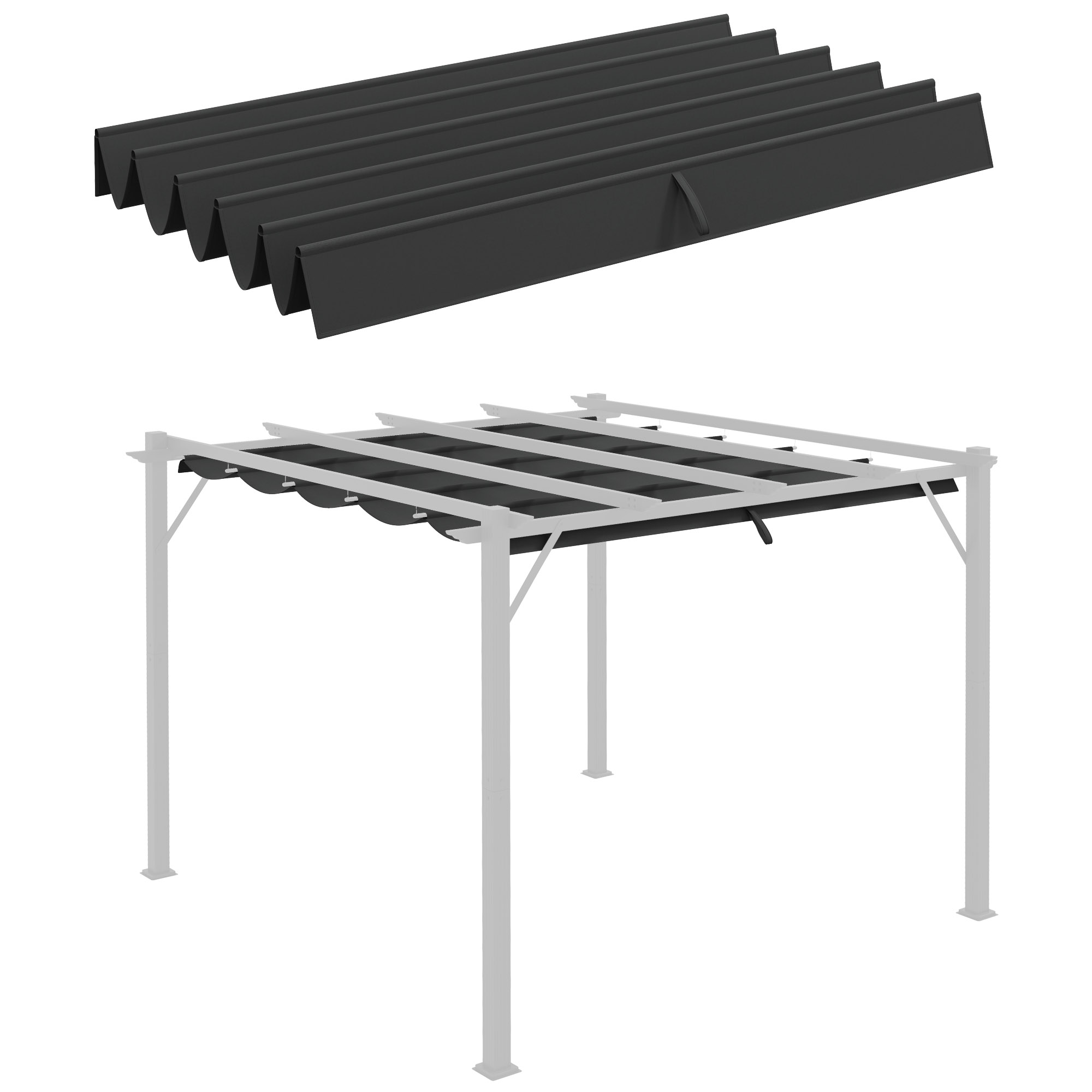 Ersatzdach Für Pergola, 2,5 X 2,55 M, Polyester, Dunkelgrau