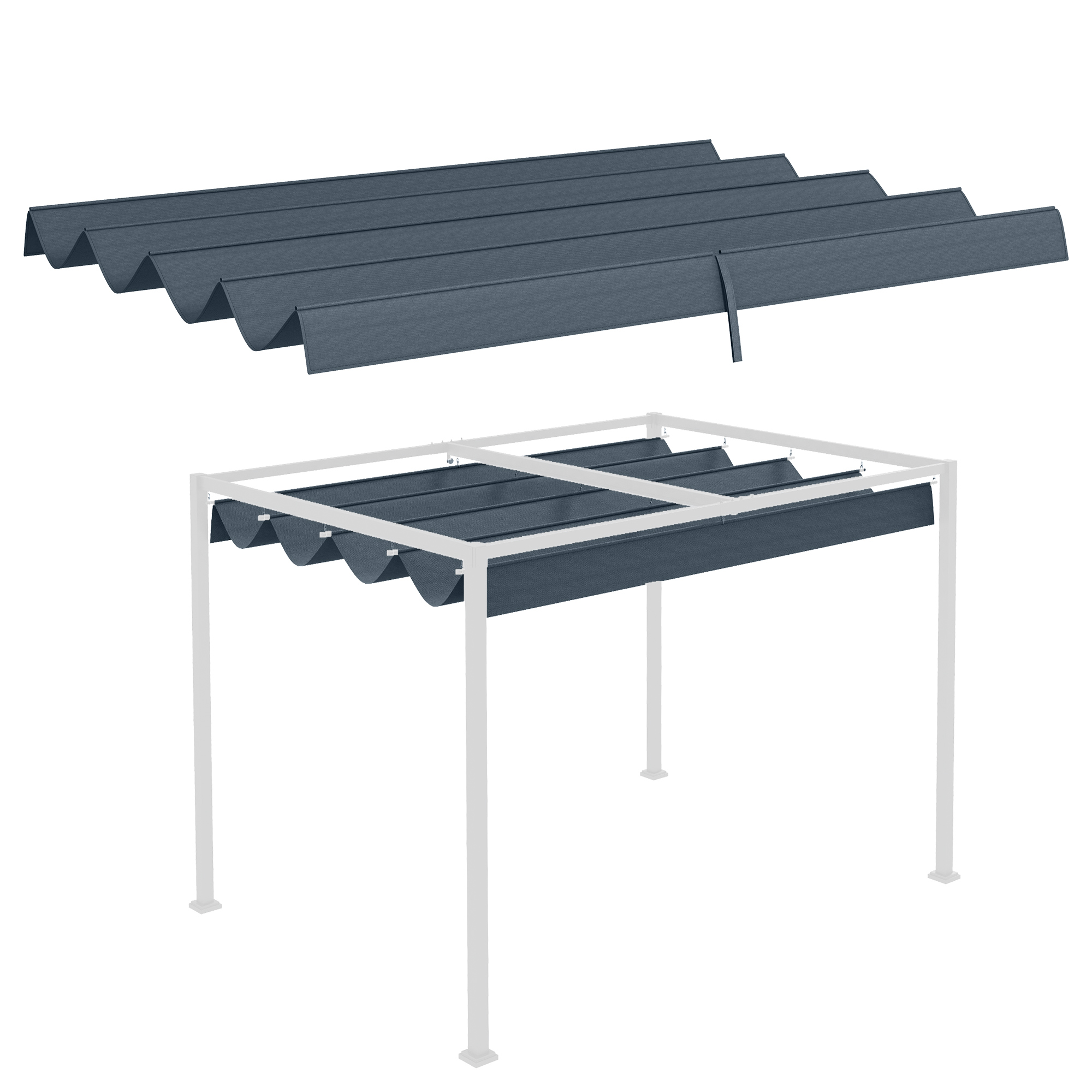 Ersatzdach Für Gartenpavillon, 2,85 X 2 M, Polyester, Dunkelgrau