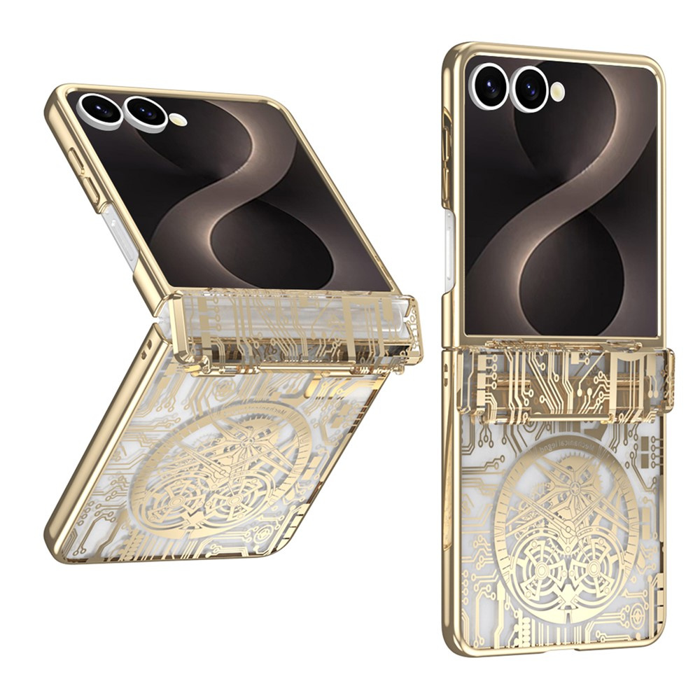 Samsung Galaxy Z Flip 8 Hülle, Mechanical Legend, Mit Glas Für Das Außendisplay, Gold