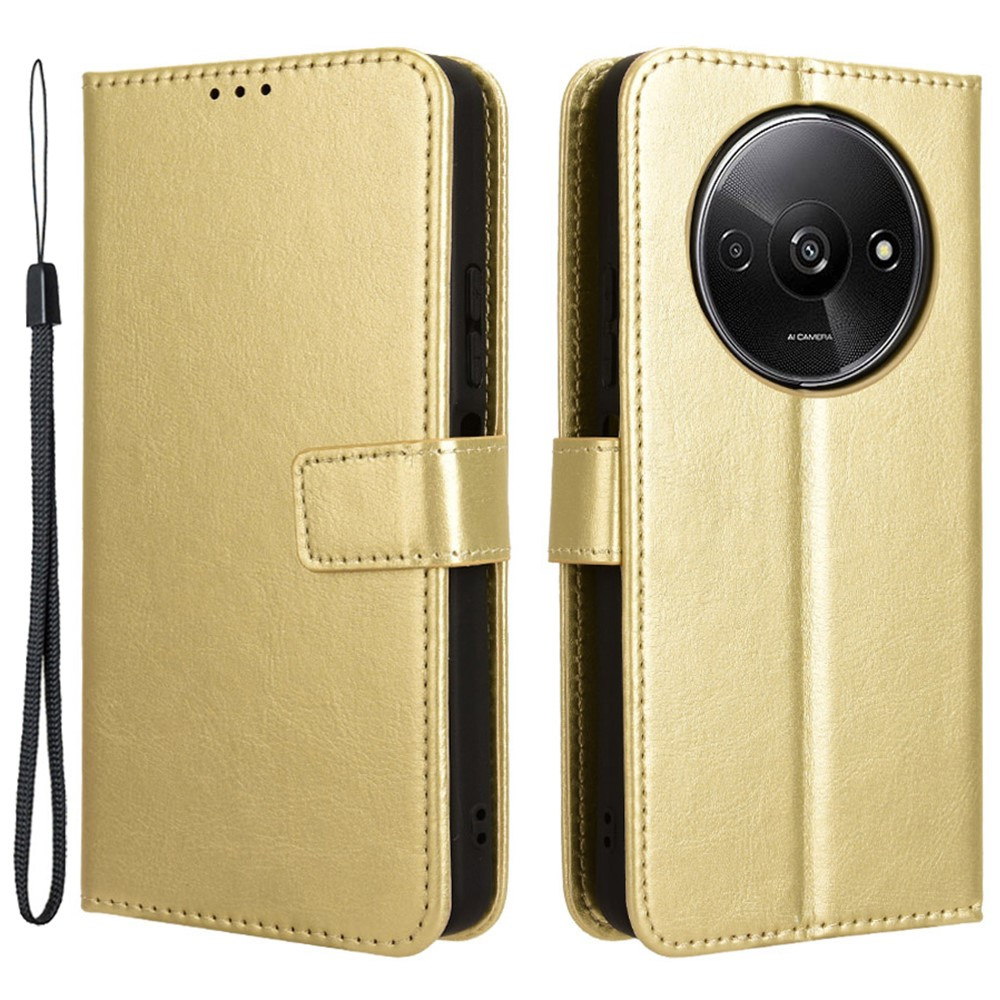 Klapphülle Für Xiaomi Redmi A3, Crazy Horse Wallet, Gold