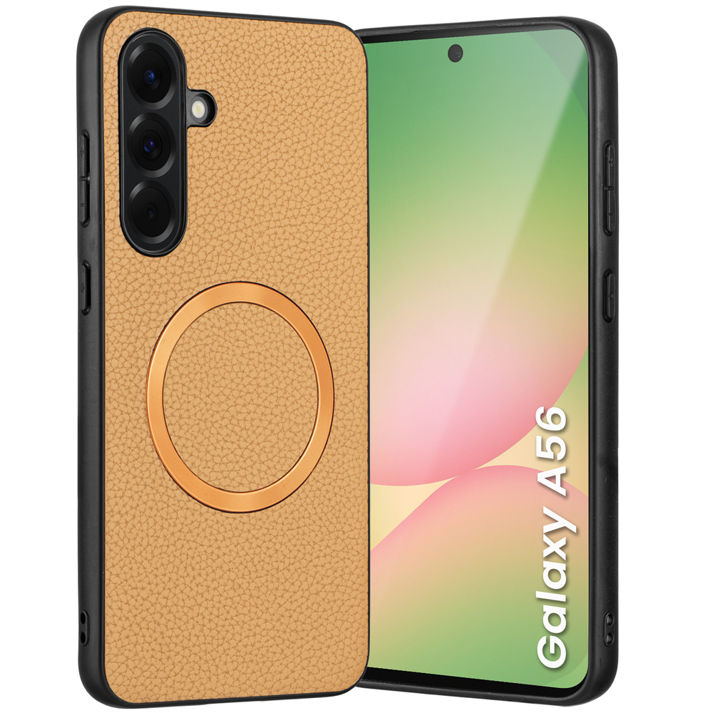 Schutzhülle Für Samsung Galaxy A56 5g, Leder-hybrid, Magsafe, Gold