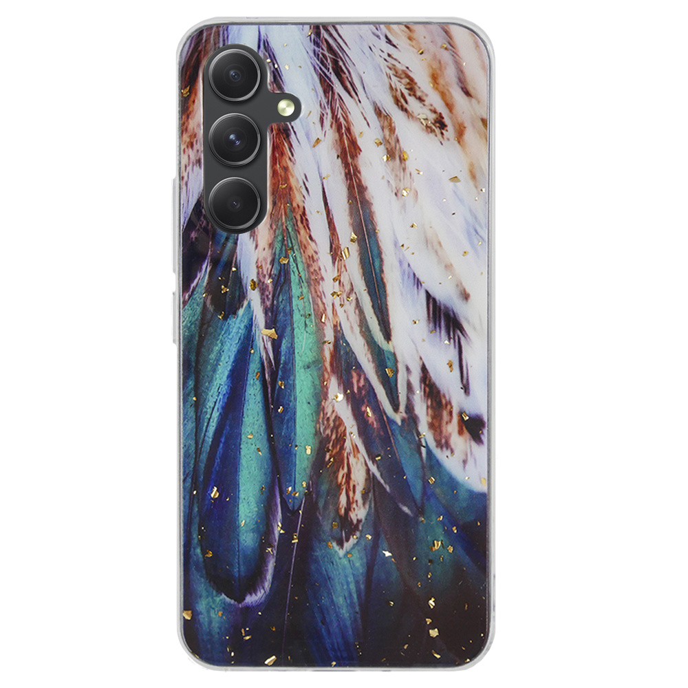 Goldene Glamour-hülle Für Samsung Galaxy A54, Federn