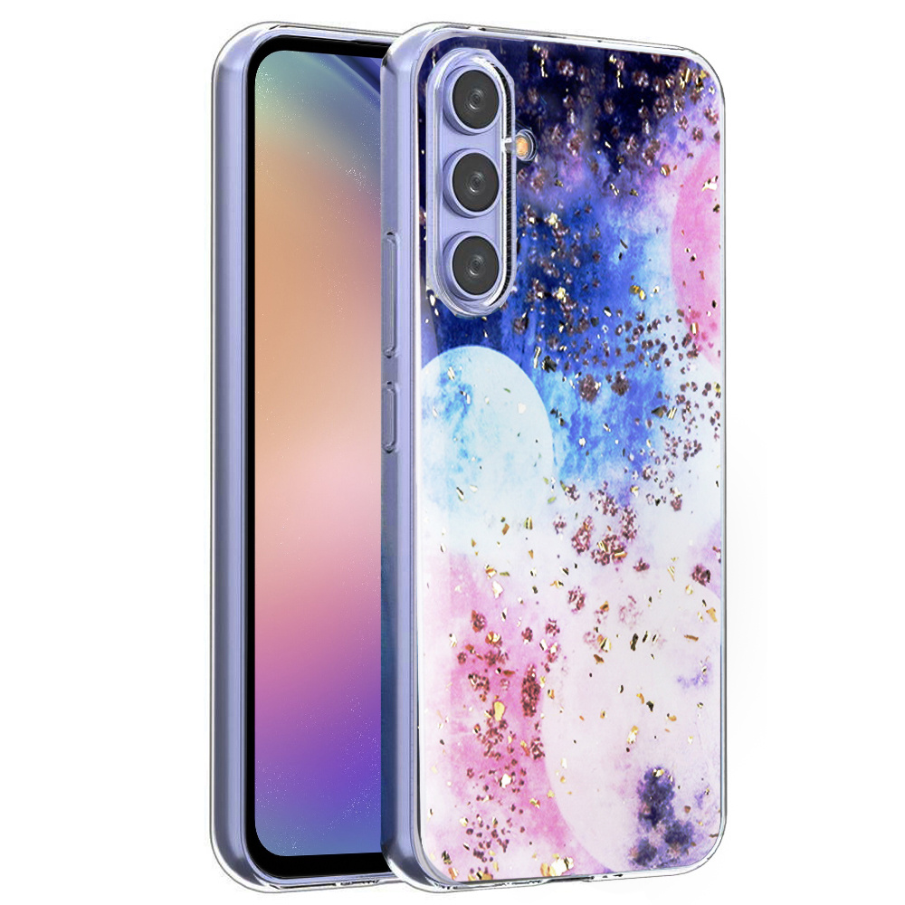 Goldene Glamour-hüllen-sets Für Samsung Galaxy A54, Galaxy + 2x Glas