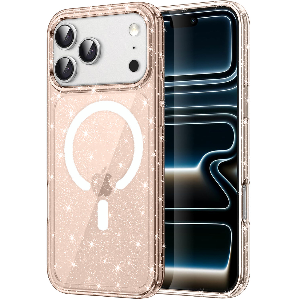 Iphone 17 Pro Hülle, Magsafe-kompatibel, Glitzer, Durchscheinendes Gold