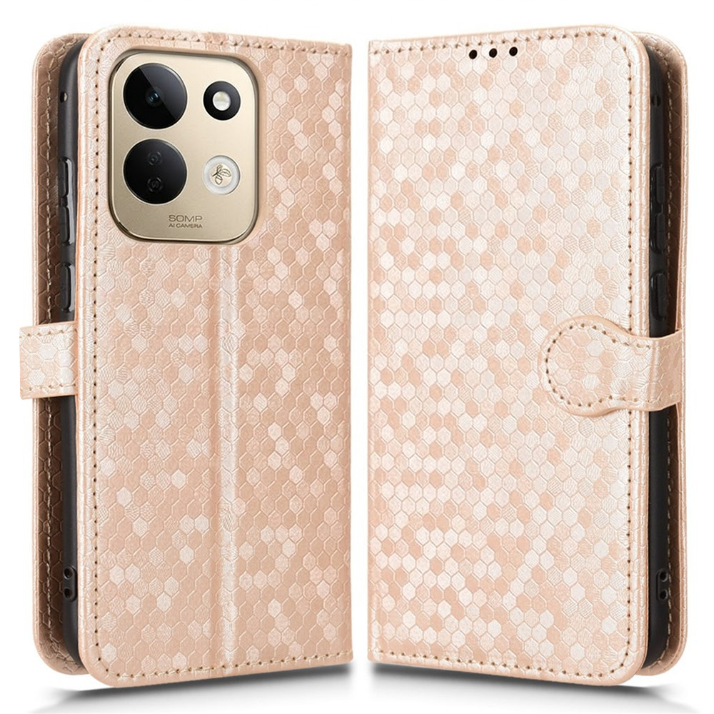 Klapphülle Für Xiaomi Redmi 17 4g/5g, Brieftaschenmotiv, Rautenmuster, Gold