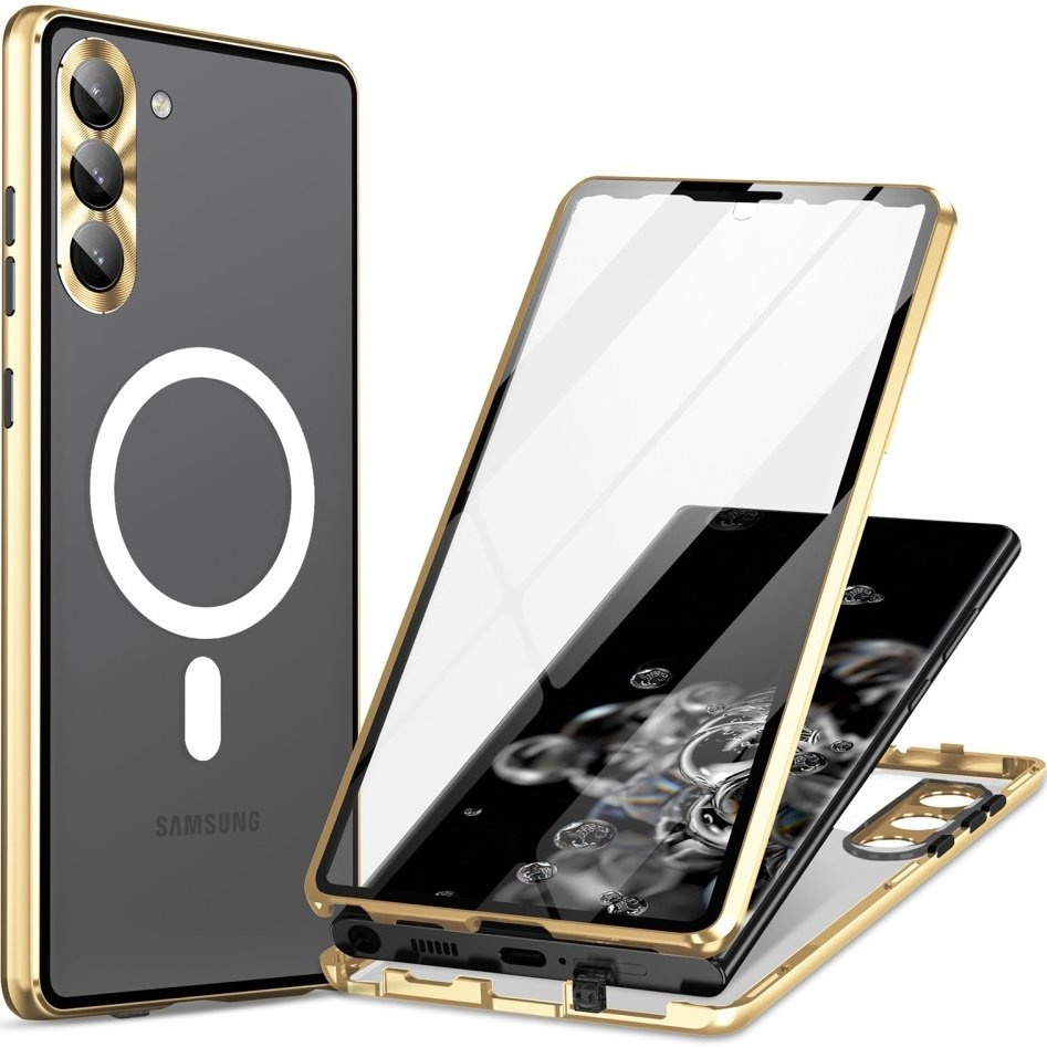 Magnetische Magsafe-schutzhülle Aus Dualglas Für Samsung Galaxy S23, Gold