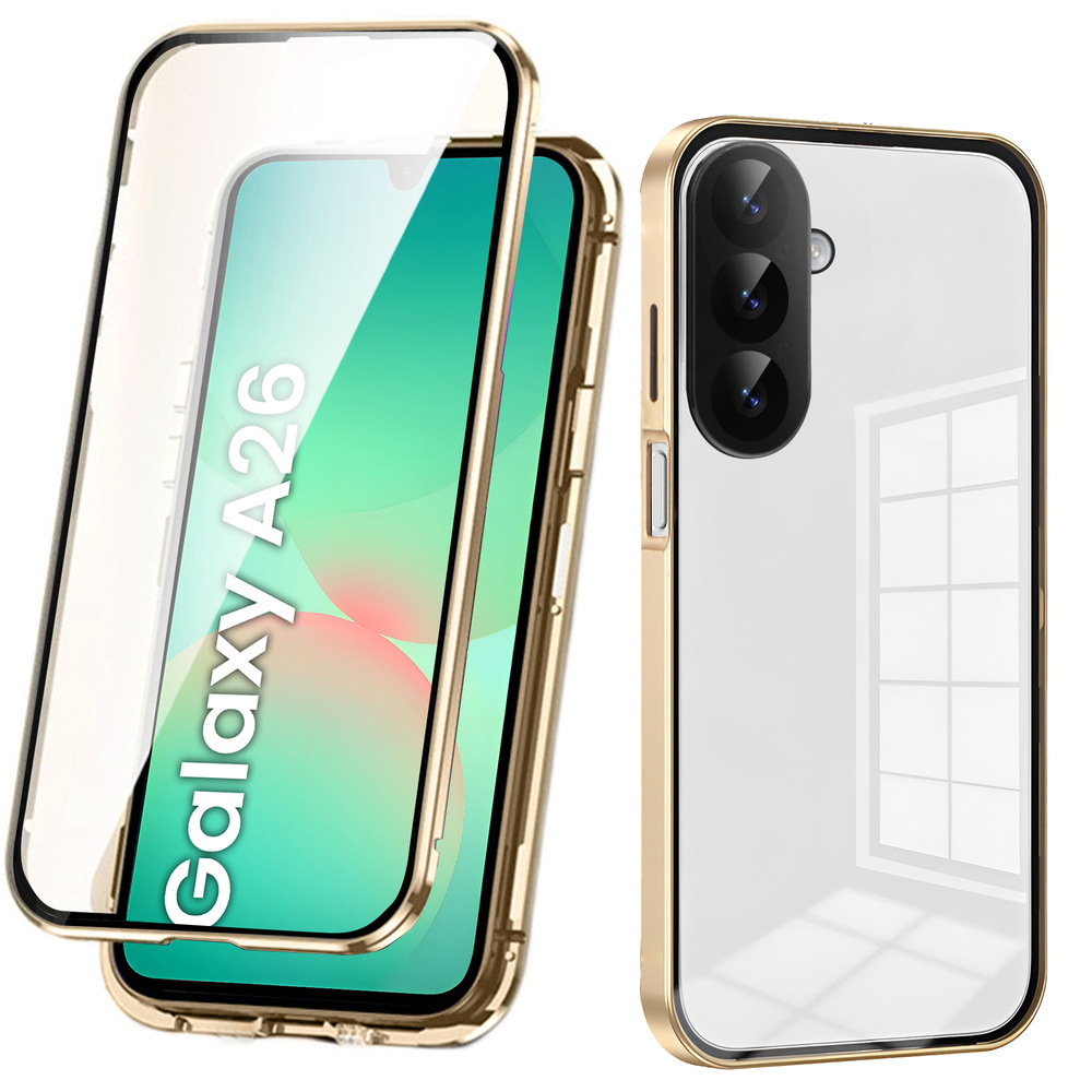 Schutzhülle Für Samsung Galaxy A26 5g, Magnetisches Dualglas, Gold