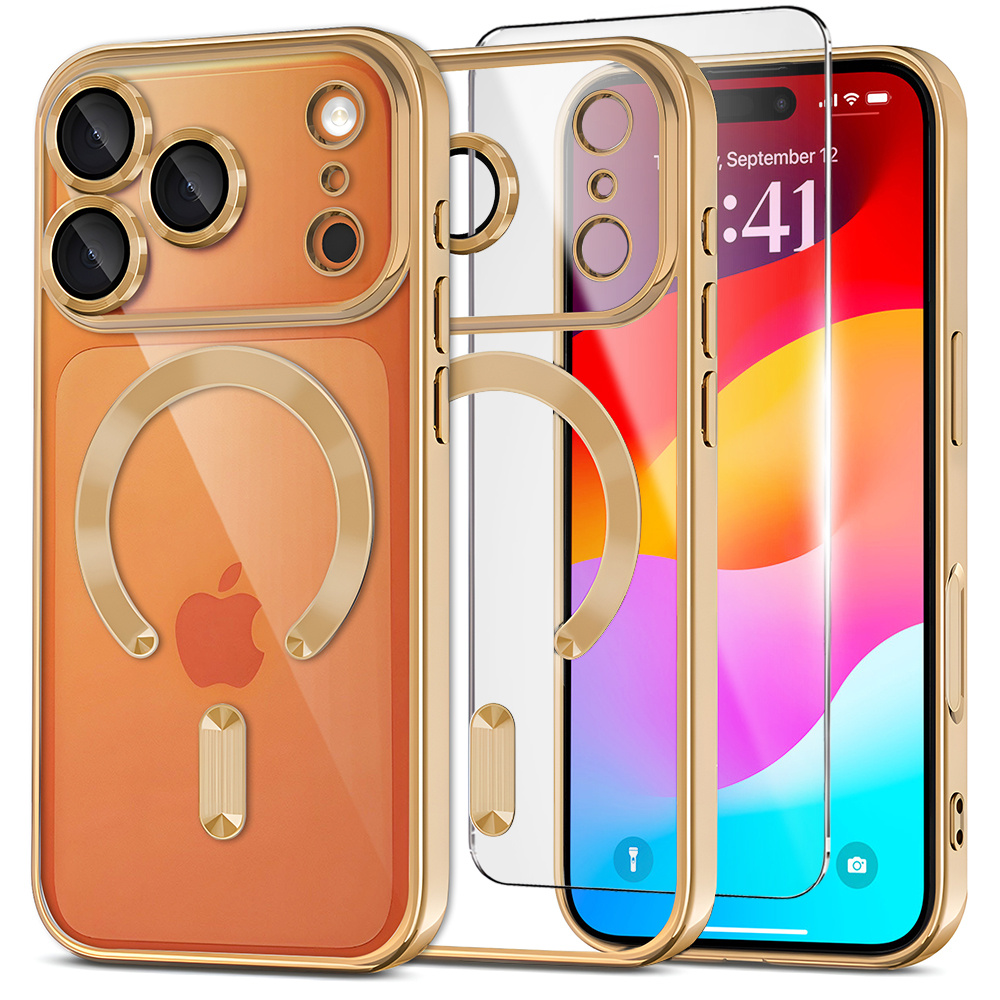Iphone 17 Pro Max Electro Magsafe Hüllenset – Gold + Displayschutzfolie