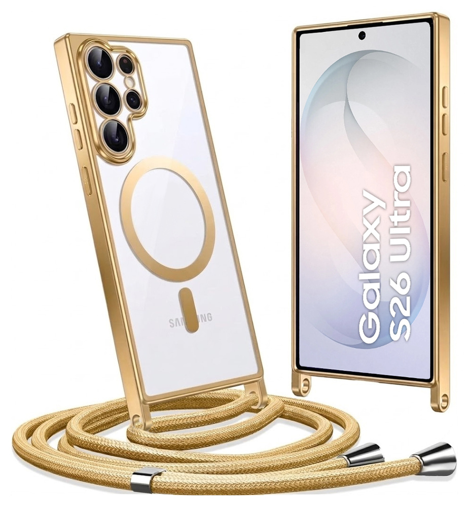 Schutzhülle Für Samsung Galaxy S26 Ultra, Electro Magsafe, Gold + Trageband