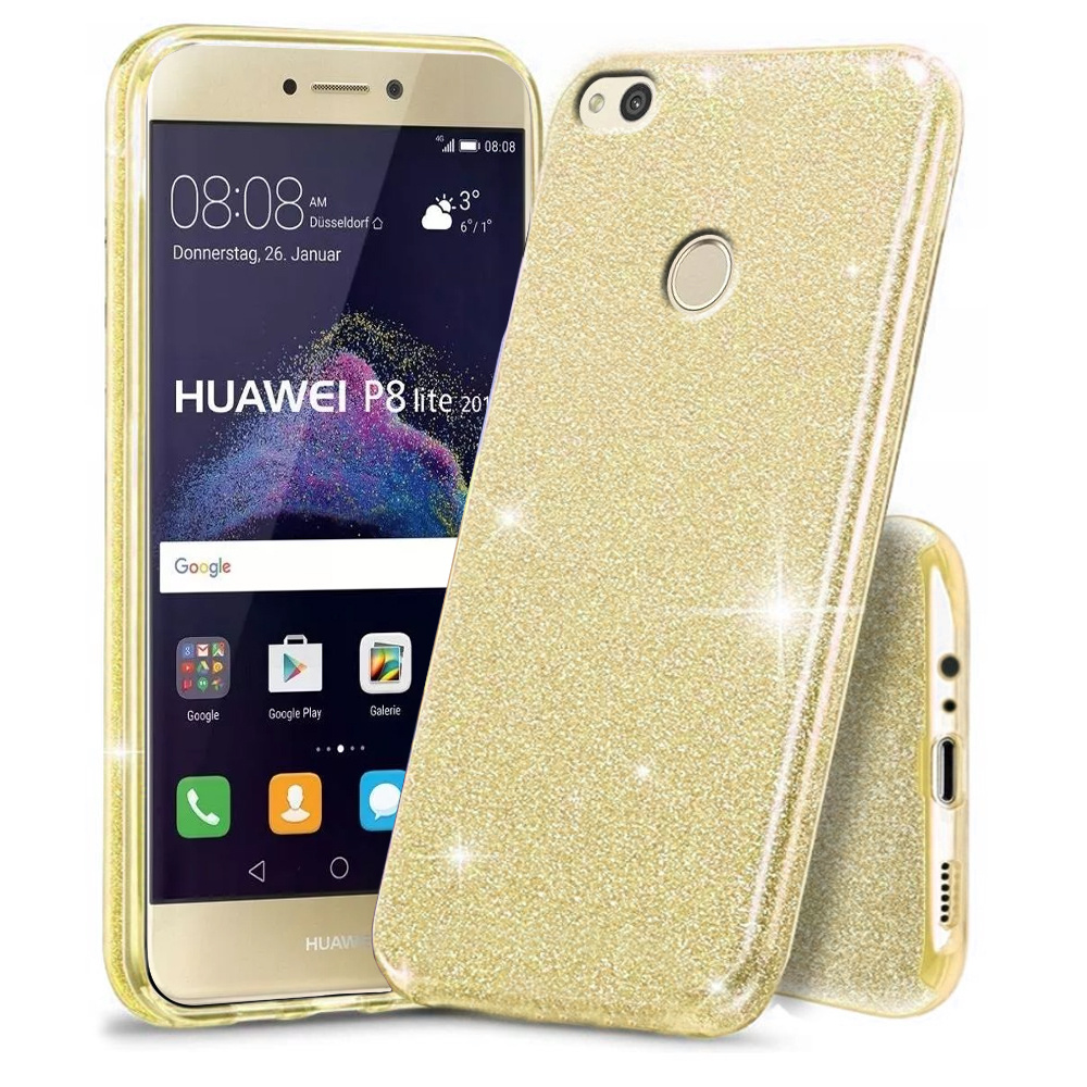 Huawei P8 Lite 2017 Hülle, Glitzerhülle, Gold