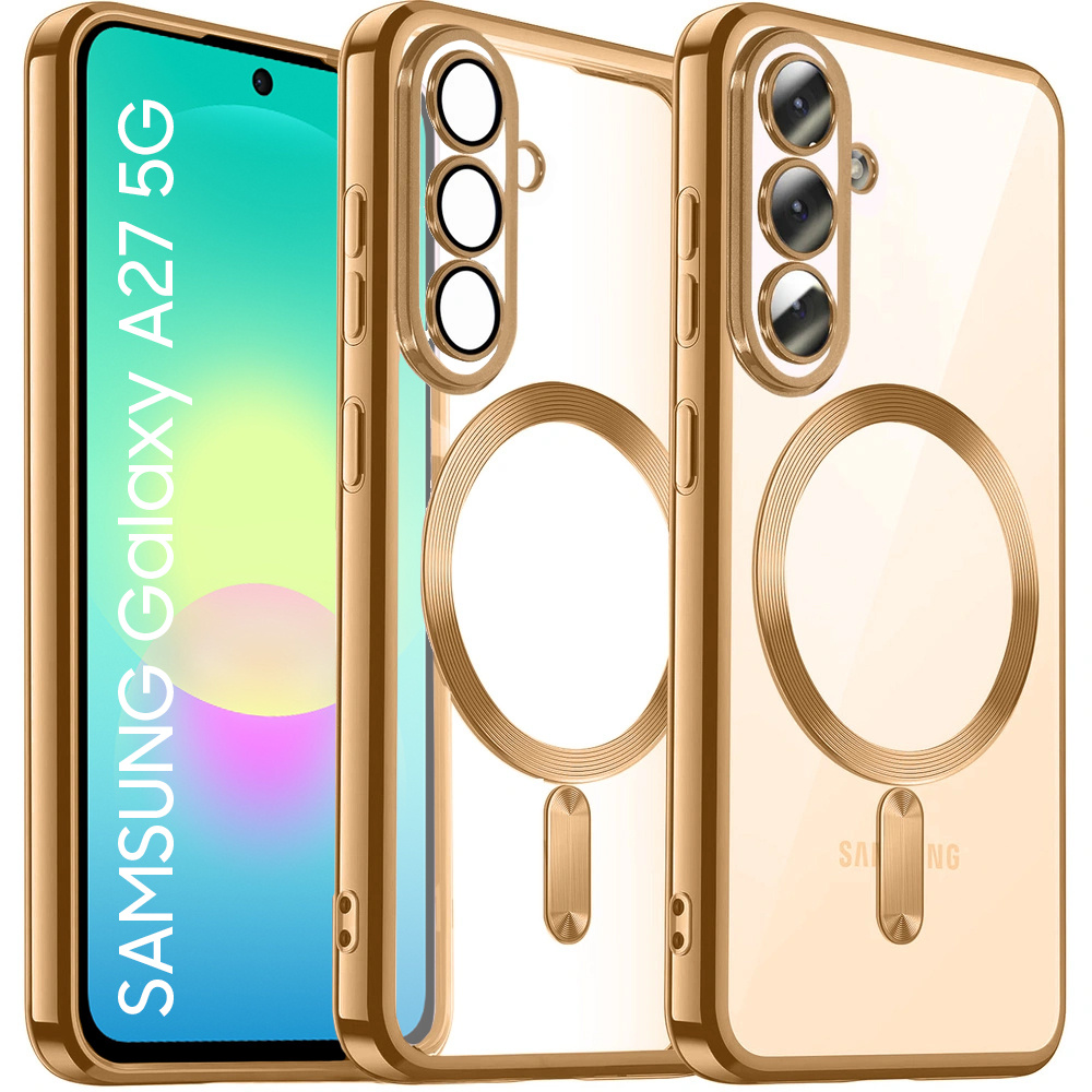 Transparente Hülle Für Samsung Galaxy A27 5g, Electro Magsafe, Goldrahmen