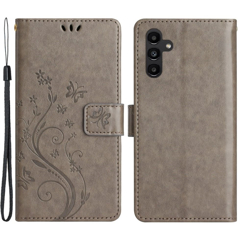 Klapphülle Für Samsung Galaxy A14 4g/5g, Schmetterling, Grau