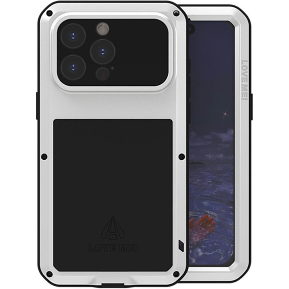 Love Mei Iphone 15 Pro Max Hülle, Mit Glas Geschützt, Grau
