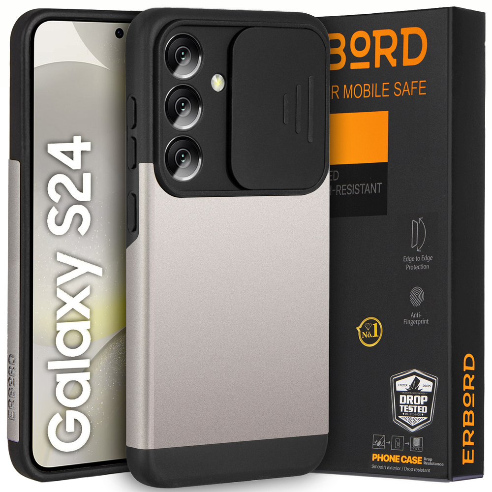 Samsung Galaxy S24 Hülle, Erbord Camprotect, Gunmetal-grau