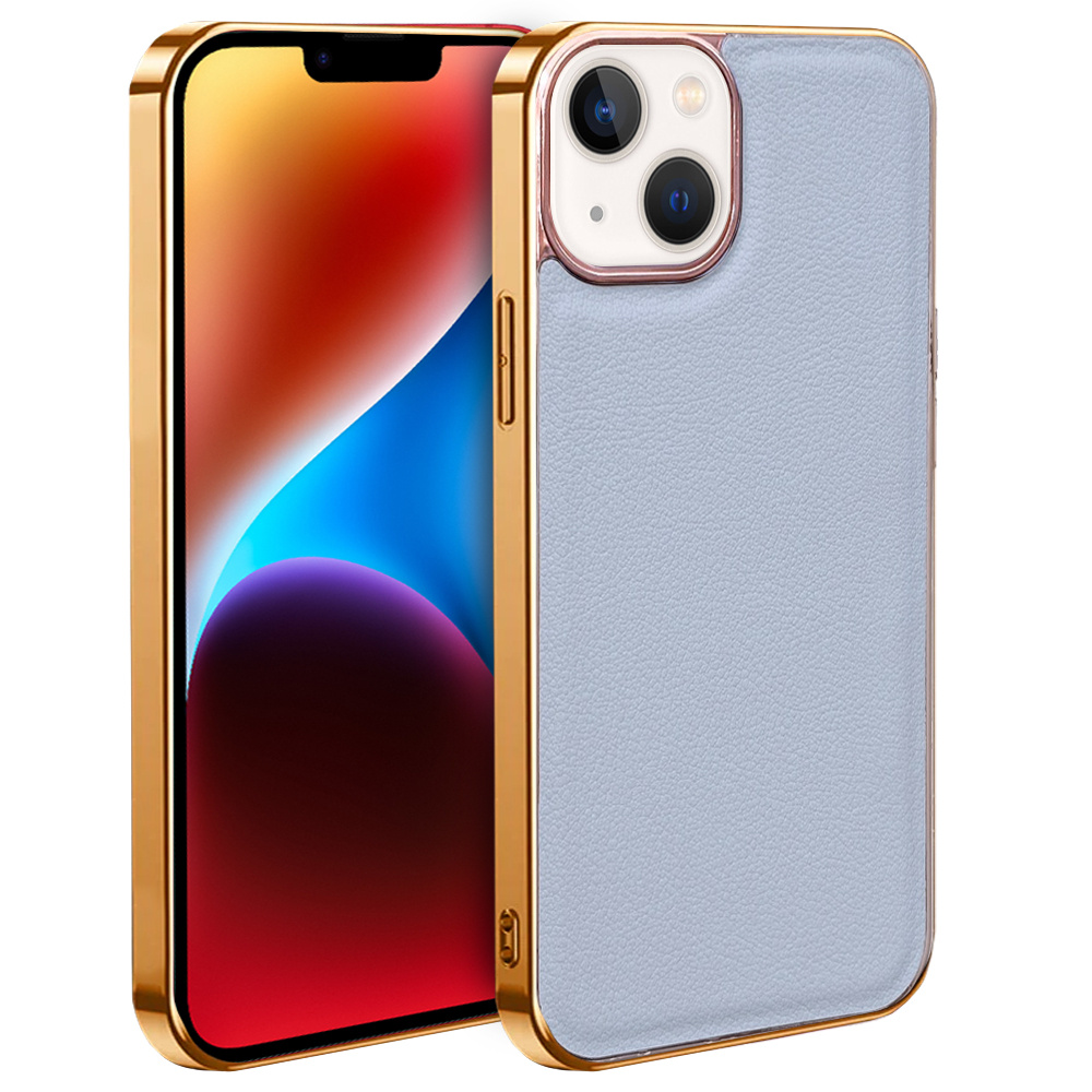 Iphone 14 Hülle, Rindsleder, Grau