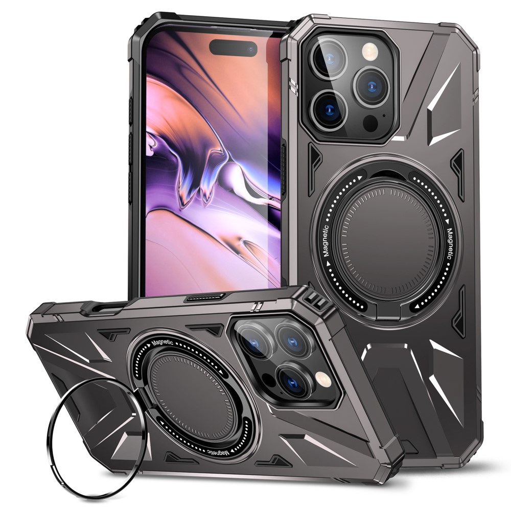 Iphone 16 Pro Hülle, Mit Integriertem Ständer Und Halterungsplatte, Grau