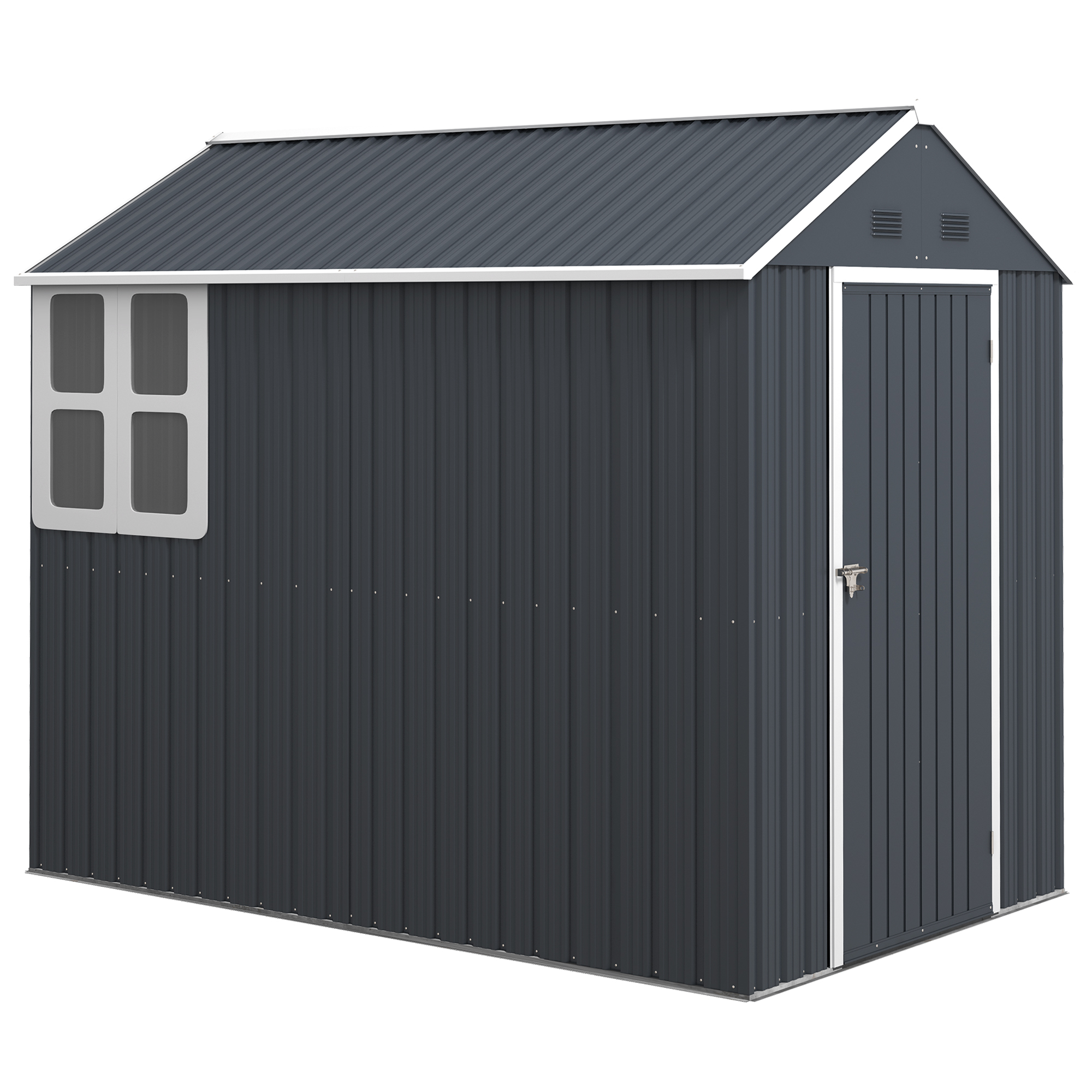 Geräteschuppen Stahl 4㎡ Mit Fenster Abschließbarer Gartenschrank 259 X 172 X 222 Cm Gartenhaus Für Balkon Terrasse