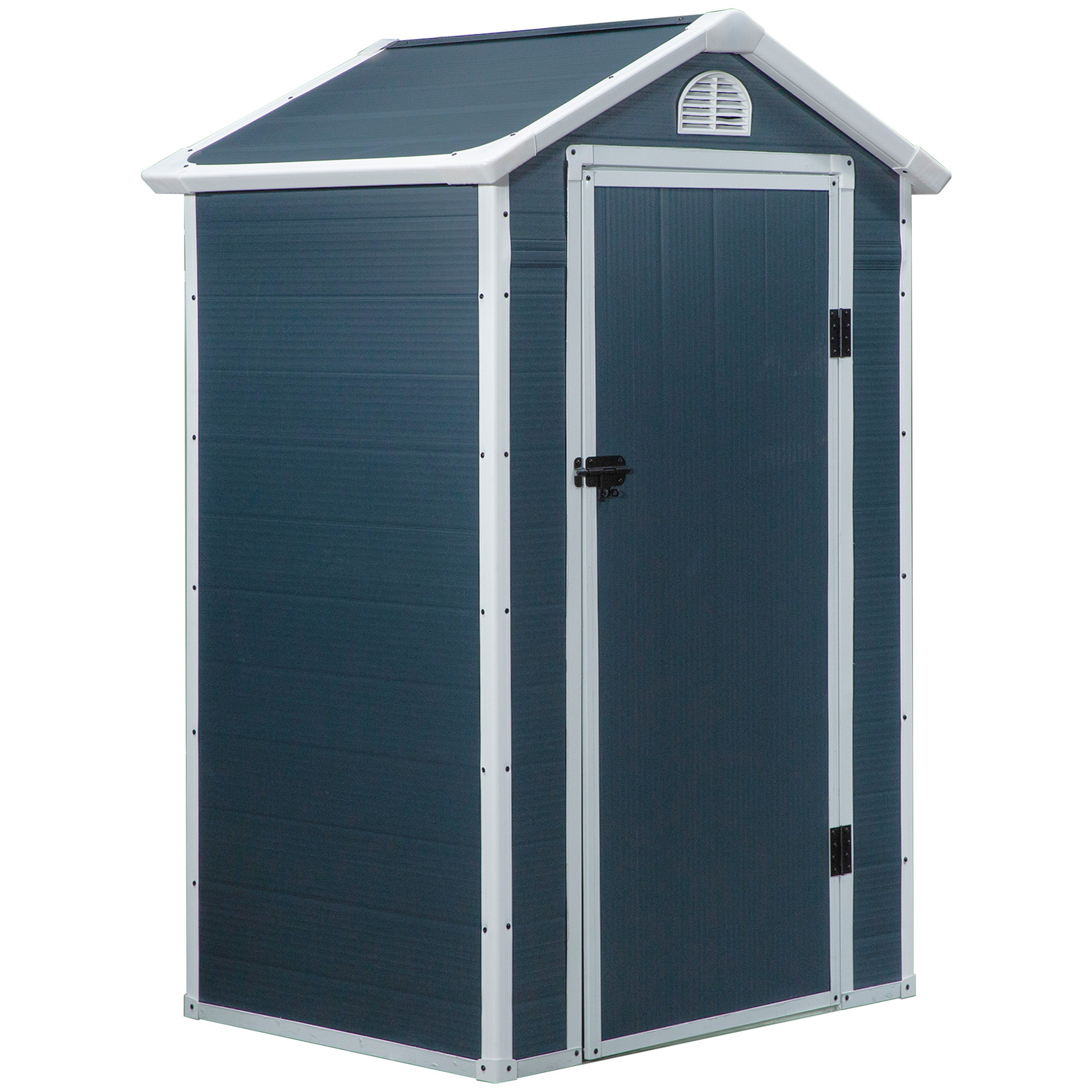 Gerätehaus Gartenhaus Geräteschuppen Mit Lüftungsfenster Pultdach Metall Grau 134 X 104 X 204 Cm Für Garten