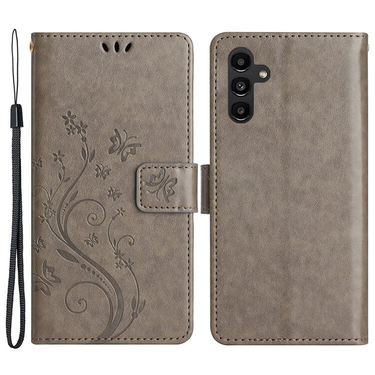 Klapphülle Für Samsung Galaxy A55 5g, Schmetterling, Grau