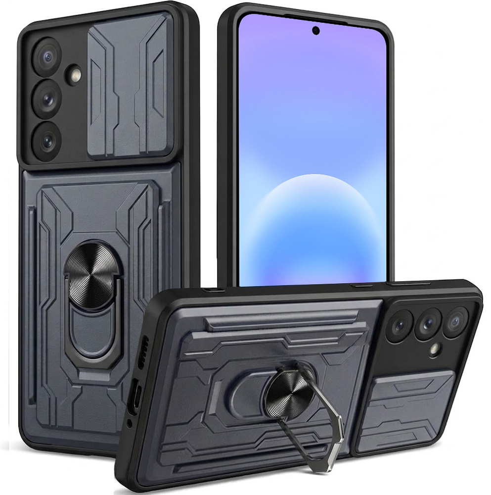 Samsung Galaxy A57 5g Hülle Mit Ständer Und Kameraabdeckung, Grau