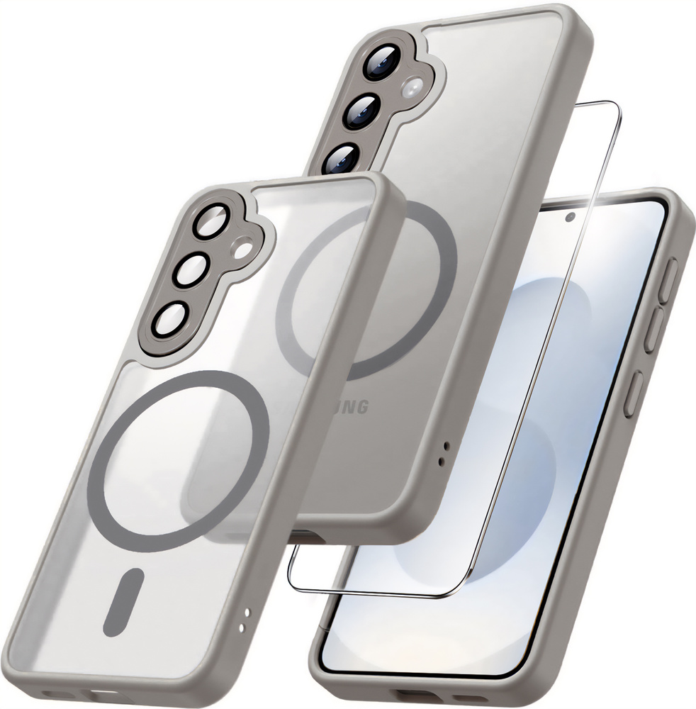 Samsung Galaxy S25+ Plus Hülle, Für Magsafe, Mattgrau + Displayschutzfolie Aus Glas