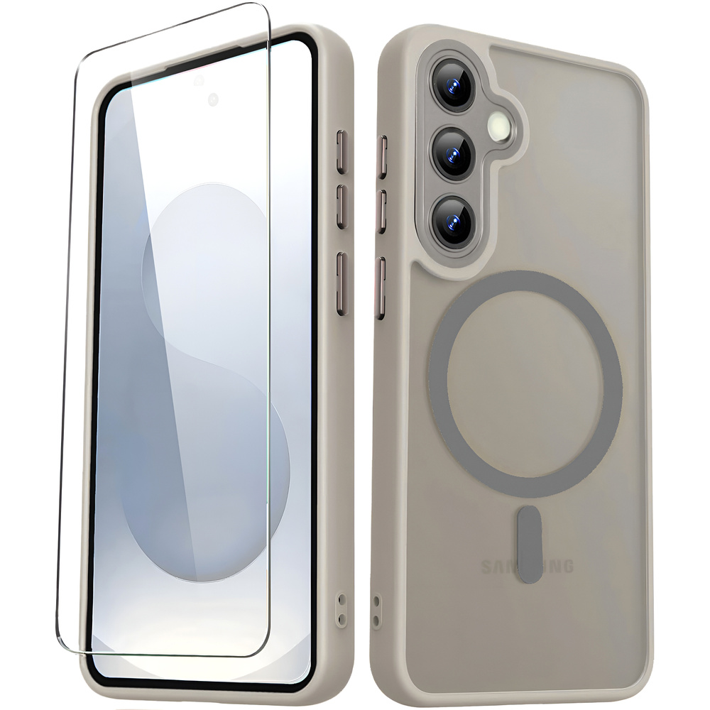 Samsung Galaxy S25 Hülle, Magsafe, Mattgrau + Displayschutzfolie