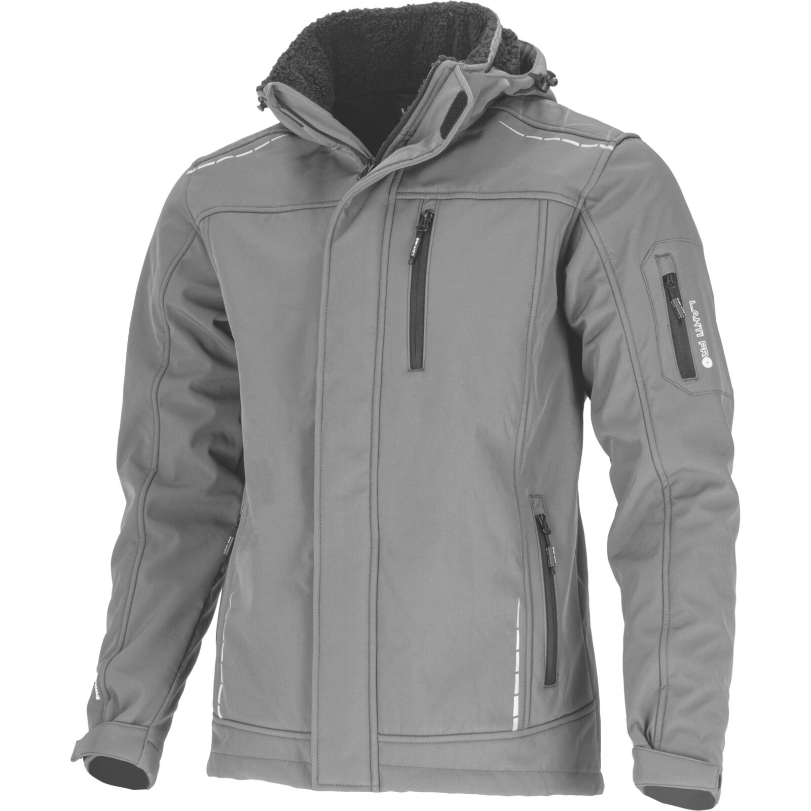 Softshelljacke Mit Kapuze, Gefüttert, Grau, Größe M, Ce-zertifiziert, Lahti