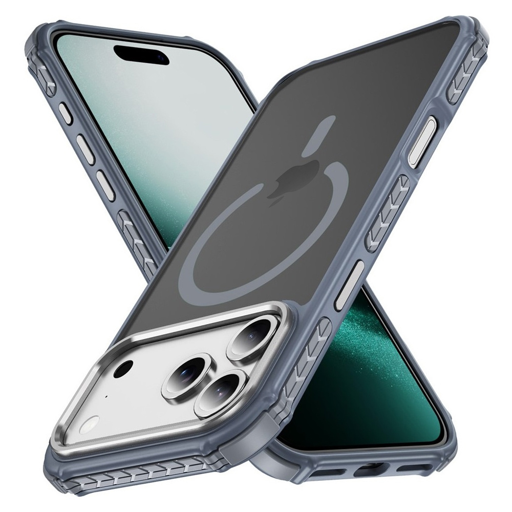 Gepanzertes Case Für Iphone 18 Pro / 17 Pro, Mattes Case, Mit Magsafe-funktion, Matt Mit Grauem Rahmen