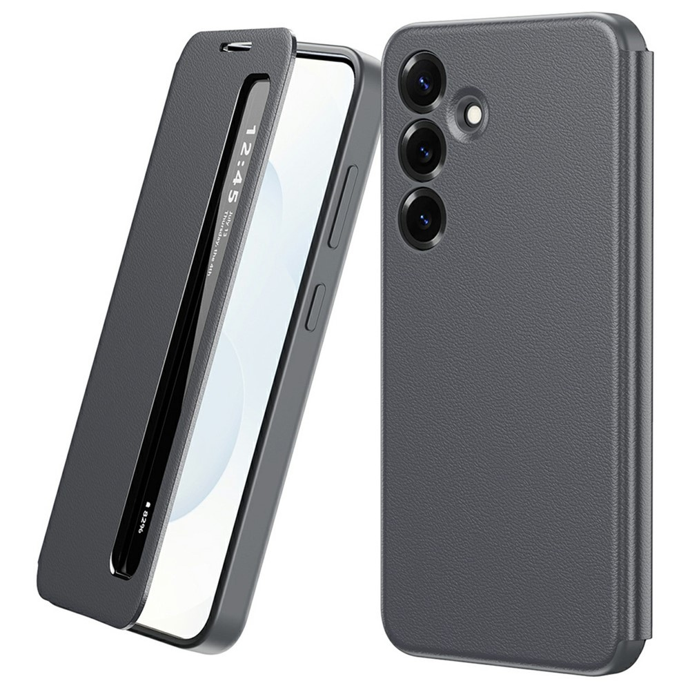 Samsung Galaxy S25 Fe Smart View Window Lederhülle, Grau