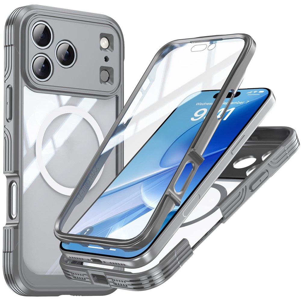 Iphone 17 Pro Max Stoßfeste Hülle Mit Glas Für Magsafe, Grau