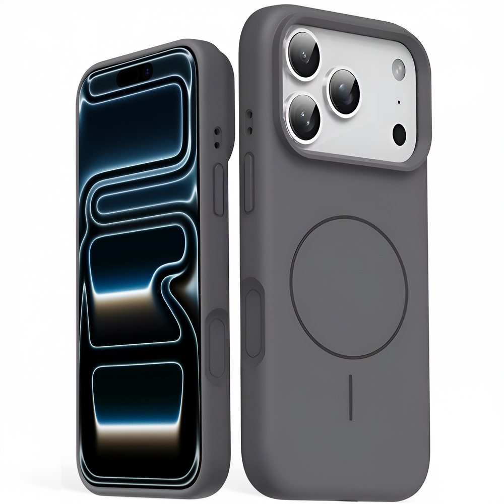 Silikonhülle Für Iphone 17 Pro Max – Magsafe-kompatibel, Stoßfest, Grau