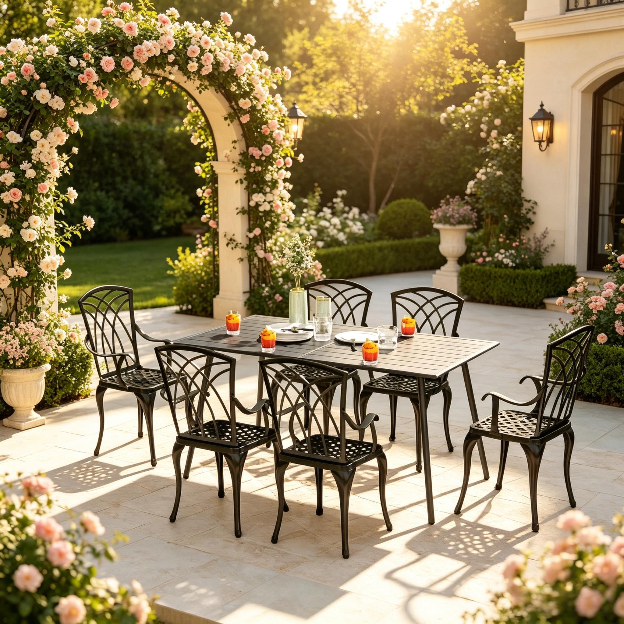 Stilvoller Terrassentisch, Moderner Gartentisch, Praktischer Esstisch, Eleganter Tisch(nur Mit Tisch)